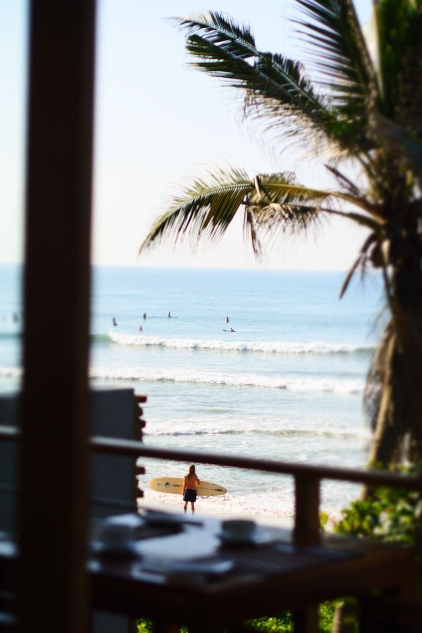 Beach view with surfer