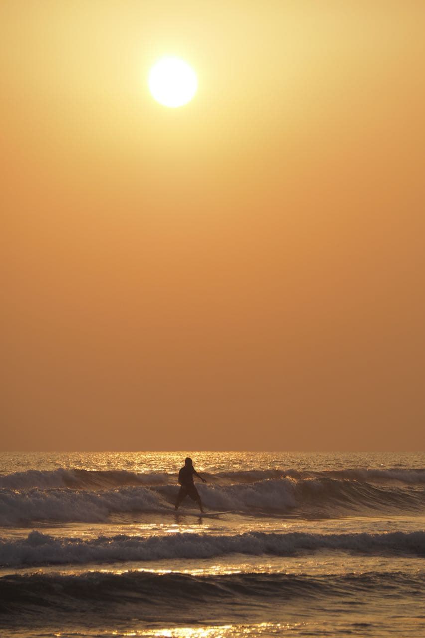 Surfer at golden hour