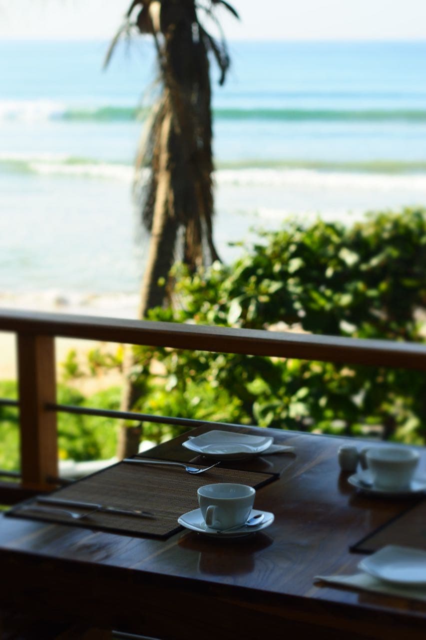 Morning coffee at sea