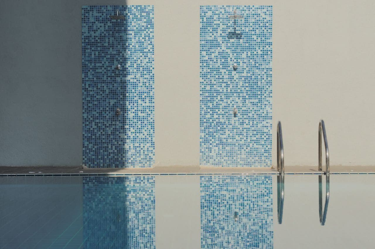 Pool blue mosaic tile detail